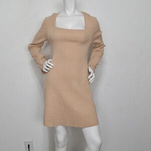 Willow & Wind *NEW Peach Coquette Knit Sweater Minimalist Feminine Mini Dress XL